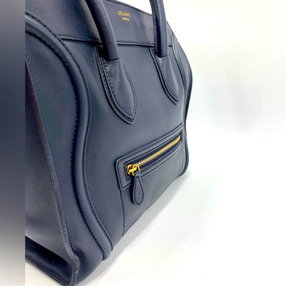 Auth Celine Large Marine Blue Smooth Calfskin Luggage Tote Ex+ Phantom Satchel - Picture 2 of 16